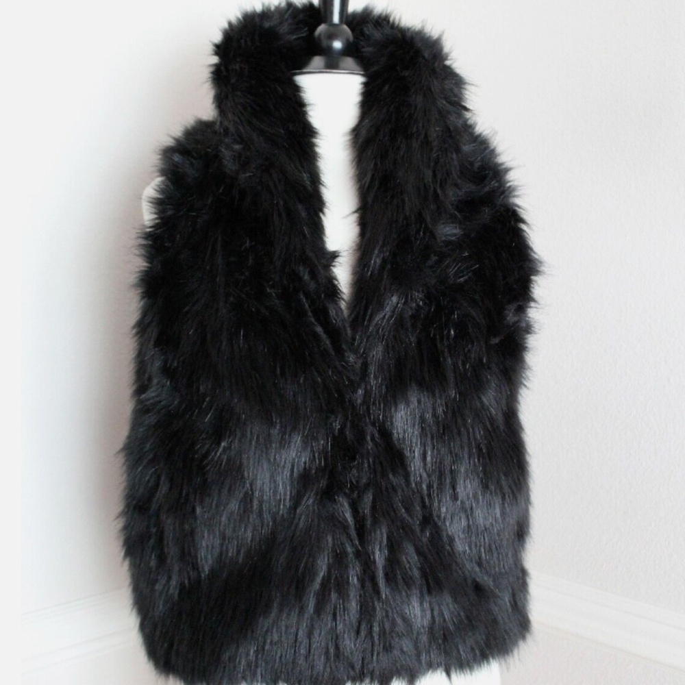 Sam Edelman Black Faux Fur Vest Waist Coat (Size M)